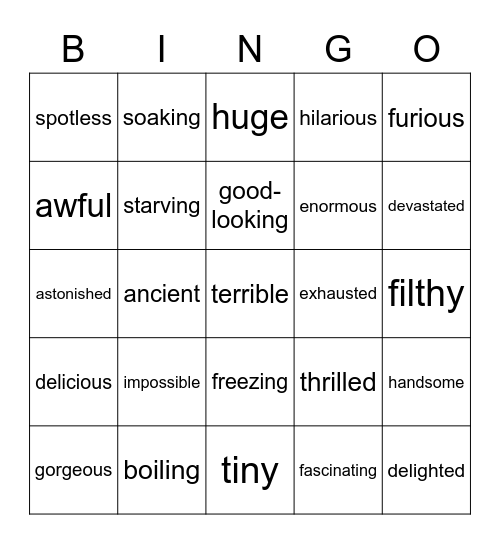 Non-gradable adjectives Bingo Card