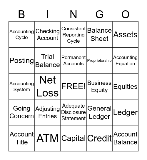 Accounting Terms BINGO Card