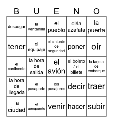 En el aeropuerto Bingo Card
