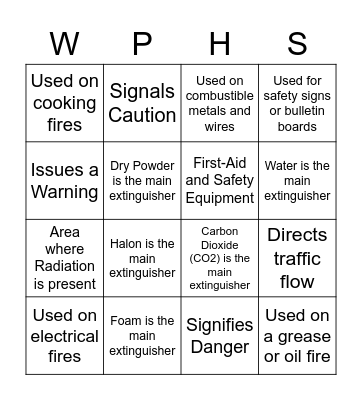 CLA Chapter 4 (Extinguishers and Signs) Bingo Card