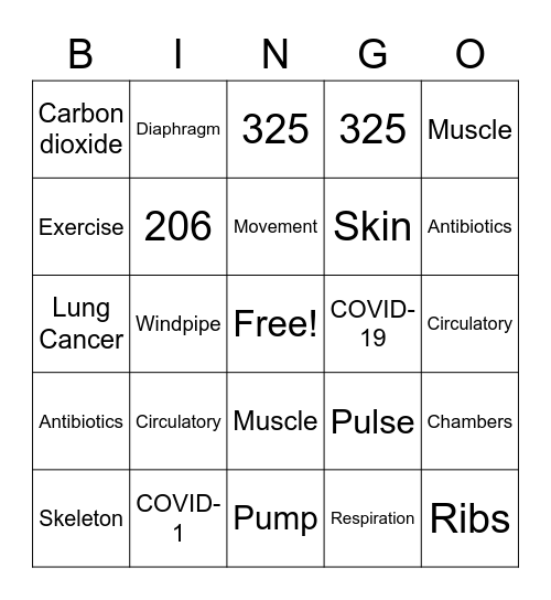 Body Bingo Card