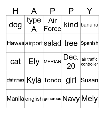 HAPPY BIRTHDAY MERIAN Bingo Card