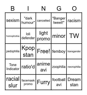 Twitter bingo Card
