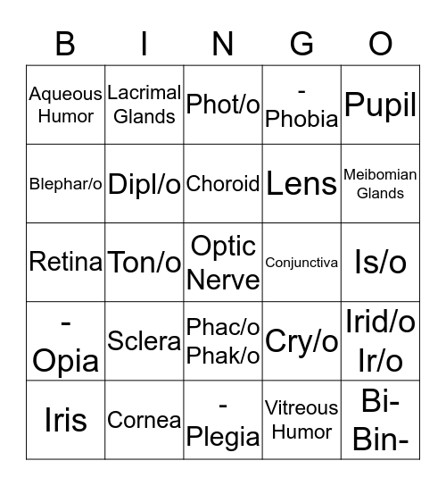 Chapter 12 EYE Bingo Card