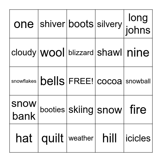Holiday Season Bingo Card