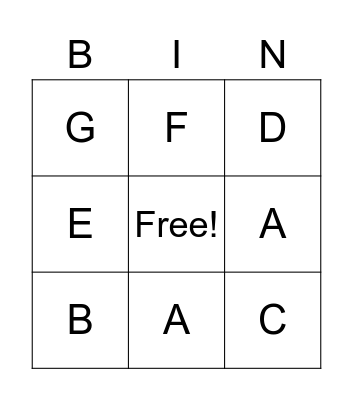 Musical Alphabet Bingo Card