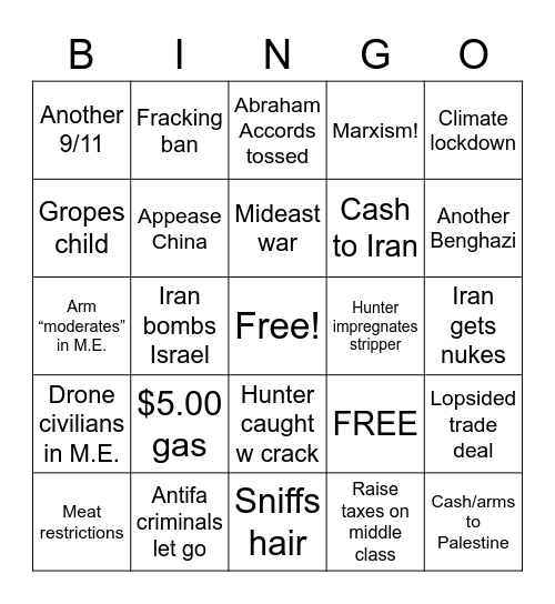 BIDEN BINGO Card