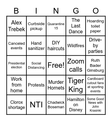 2020 Bingo Card