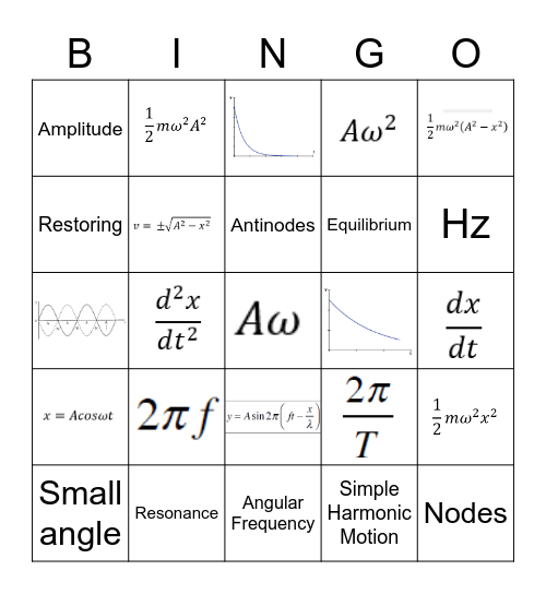 AH SHM and Travelling wave Bingo Card