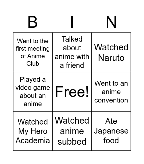 Untitled Bingo Card