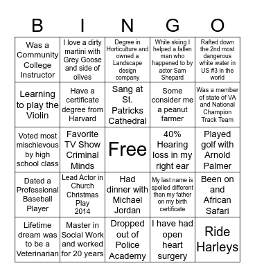 WARRIOR BINGO Card