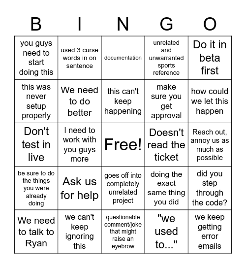 Scott meeting bingo Card