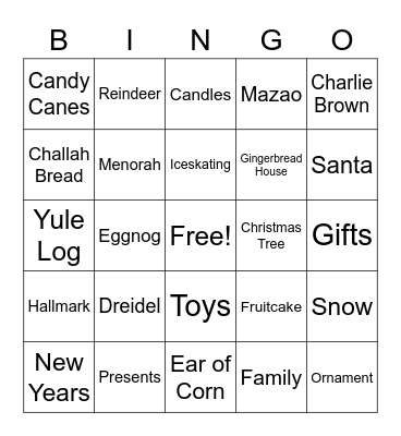 SLL hOliDaY BinGo Card