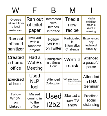 WFBMI Anniversary Event 2020 Bingo Card