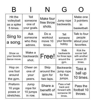 Active Bingo Card