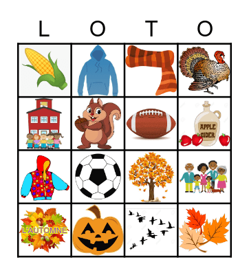 l'Automne Bingo Card
