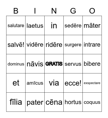 Units I-III Bingo Card