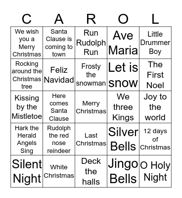 Holiday Bingo Card