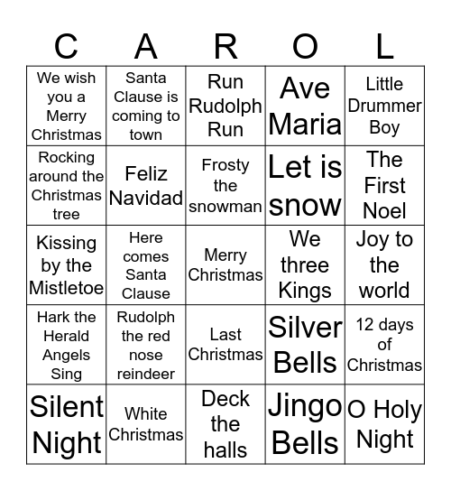 Holiday Bingo Card