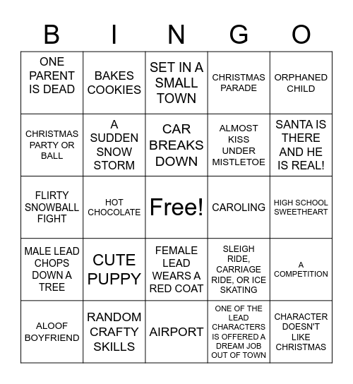 HOLIDAY MOVIE BINGO Card