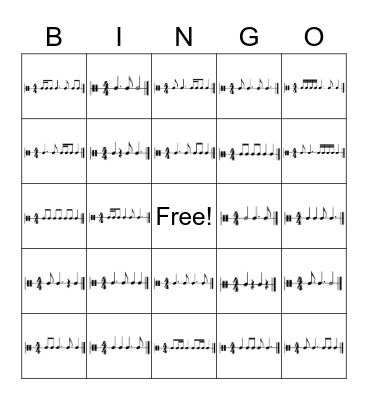 Rhythm Bingo Level 4 Bingo Card
