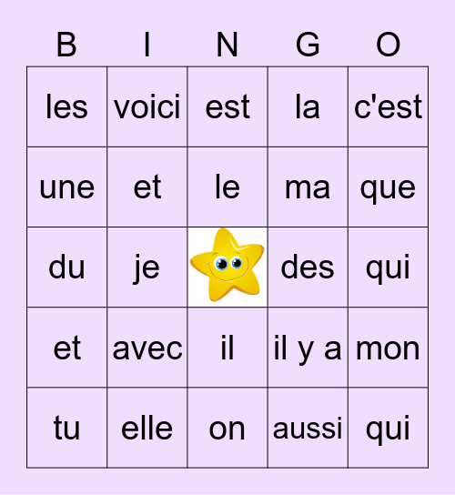Mur de mots 1re Bingo Card
