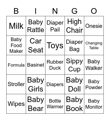 **Baby Shower** Bingo Card