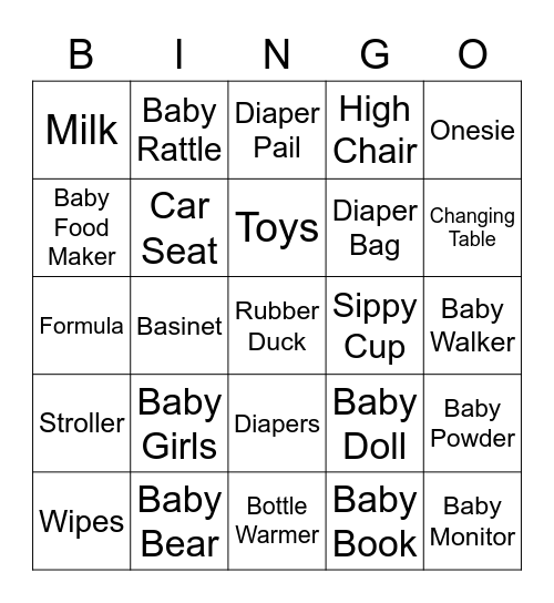 **Baby Shower** Bingo Card