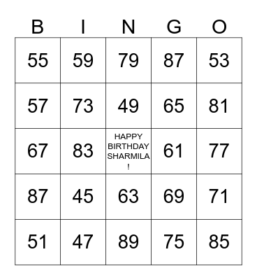 Sharmila's 40th Surprise Birthday Party ! Bingo Card