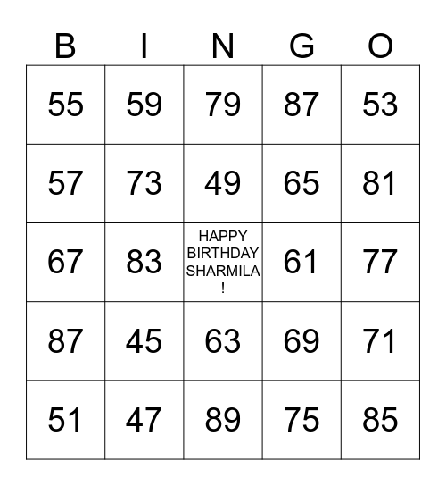 Sharmila's 40th Surprise Birthday Party ! Bingo Card