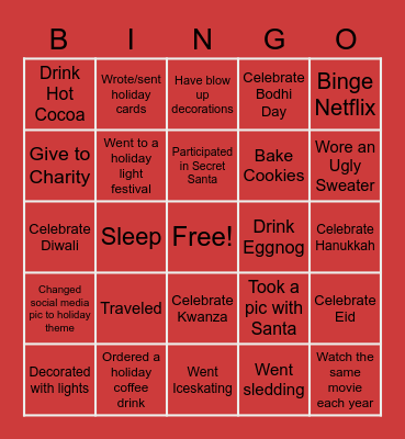 Holiday Bingo Card