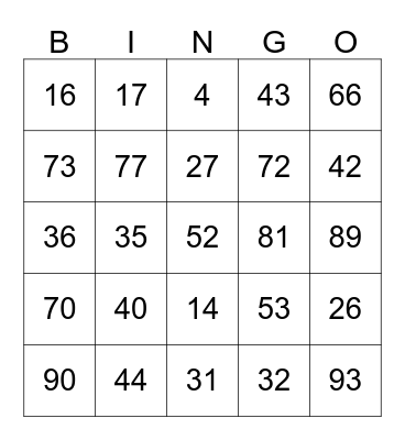 Truscott street OOSH Bingo Card