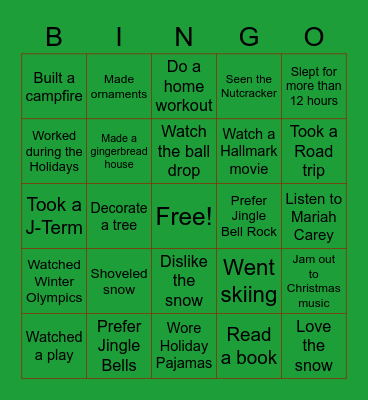 Holiday Bingo Card