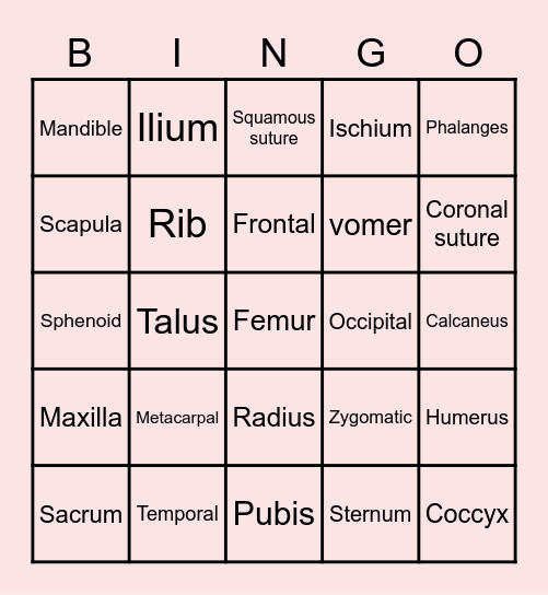 Bone Bingo Card