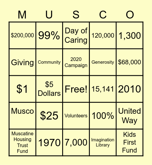 United Way Bingo - Sports Bingo Card