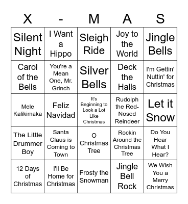 Christmas Song BINGOS Bingo Card