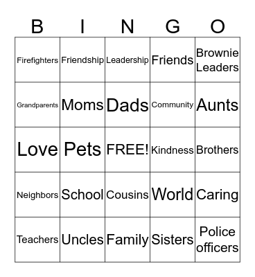 Circles of Caring  Bingo Card