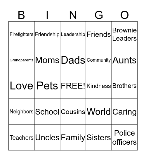 Circles of Caring  Bingo Card