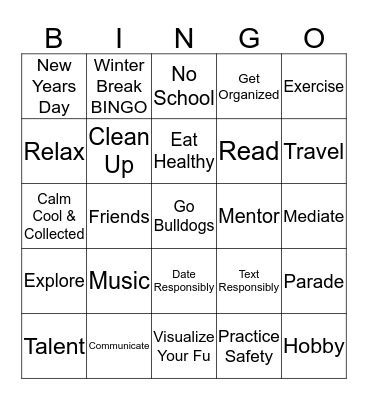 Winter Break BINGO Card