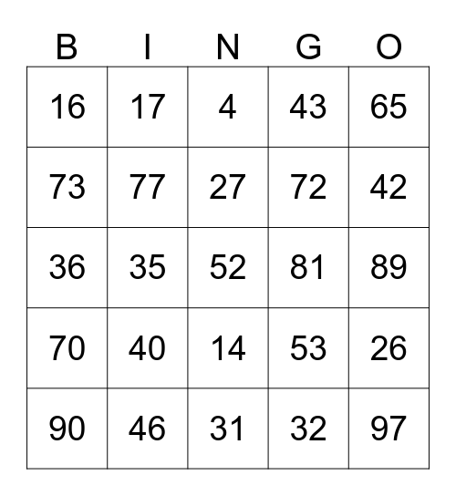 Truscott Street OOSH Bingo Card
