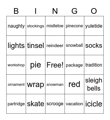 Christmas card 1 Bingo Card