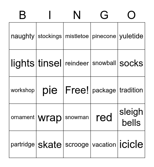 Christmas card 1 Bingo Card