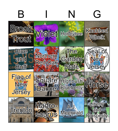 NJ State Symbols Bingo Card