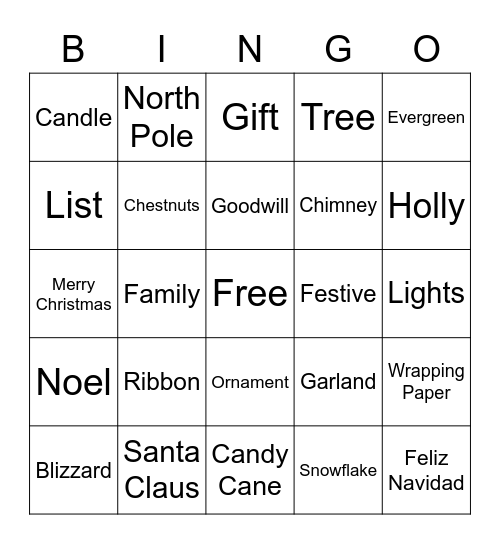 Christmas Bingo Card