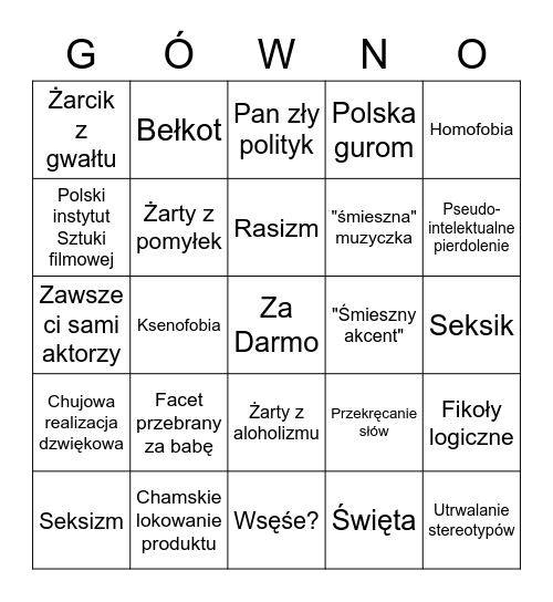 Polskie filmy Bingo Card