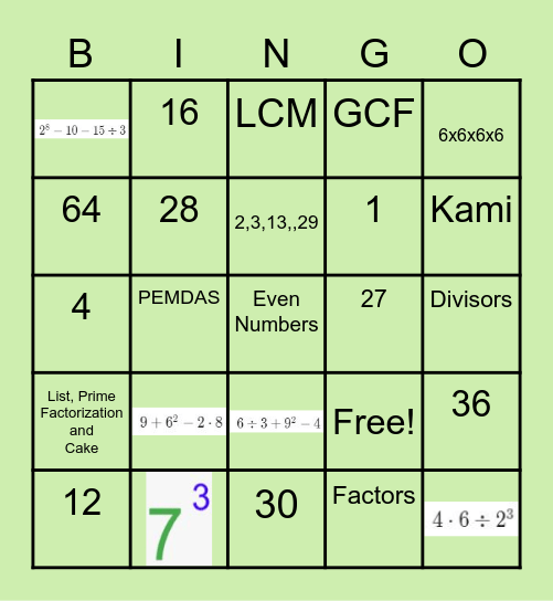Unit 2 Review Bingo Card