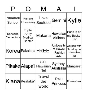 About Pomai Bingo Card