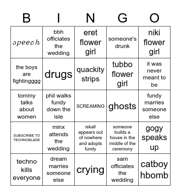 Fundy and Dré wedding Bingo Card