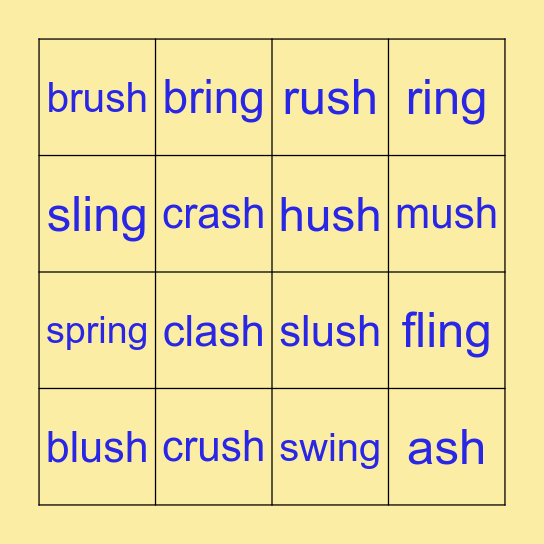 Consonant Clusters Bingo Card