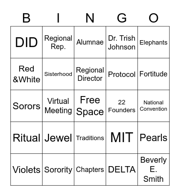 DELTA SIGMA THETA BINGO Card